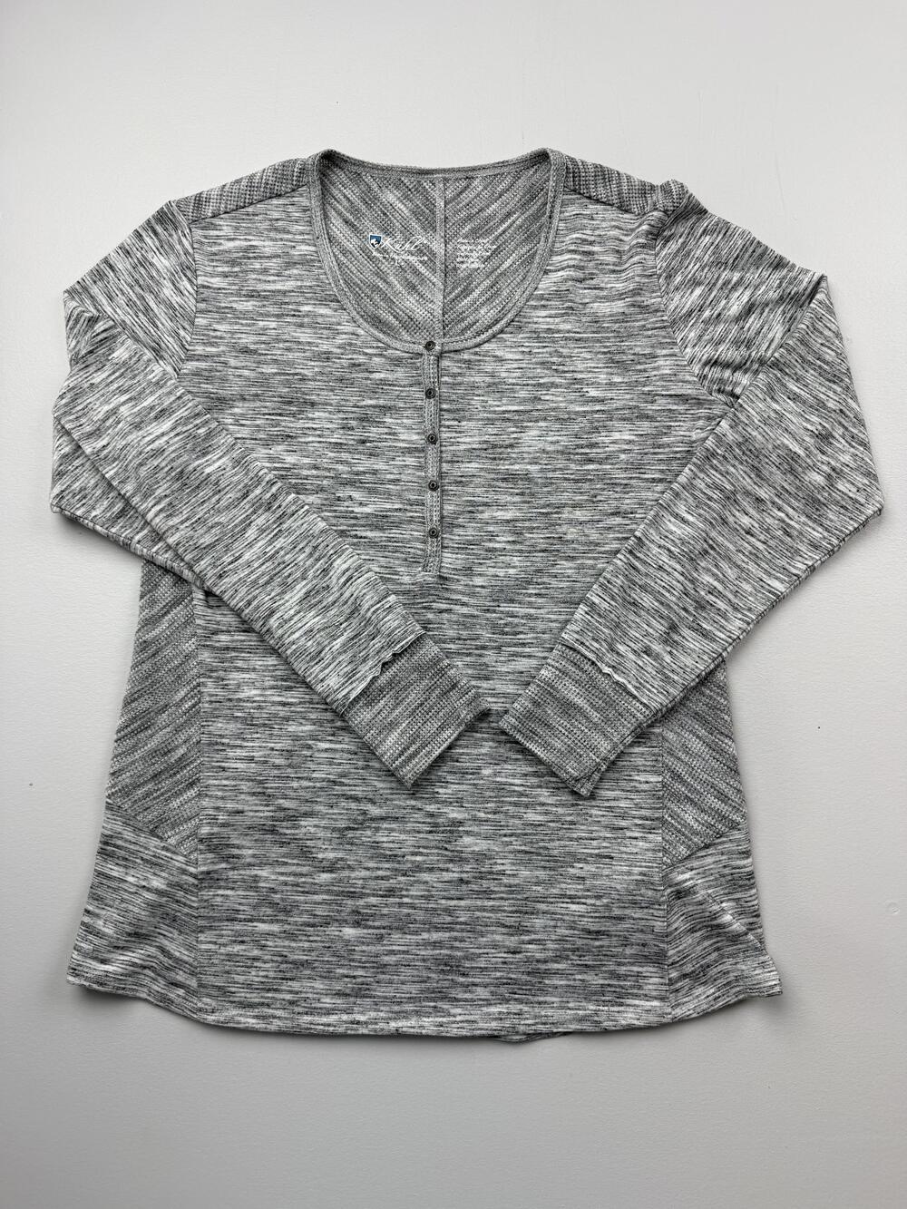 Kuhl Shirt Womens L Gray Henley Long Sleeve Knit Thermal Pullover Top Tee